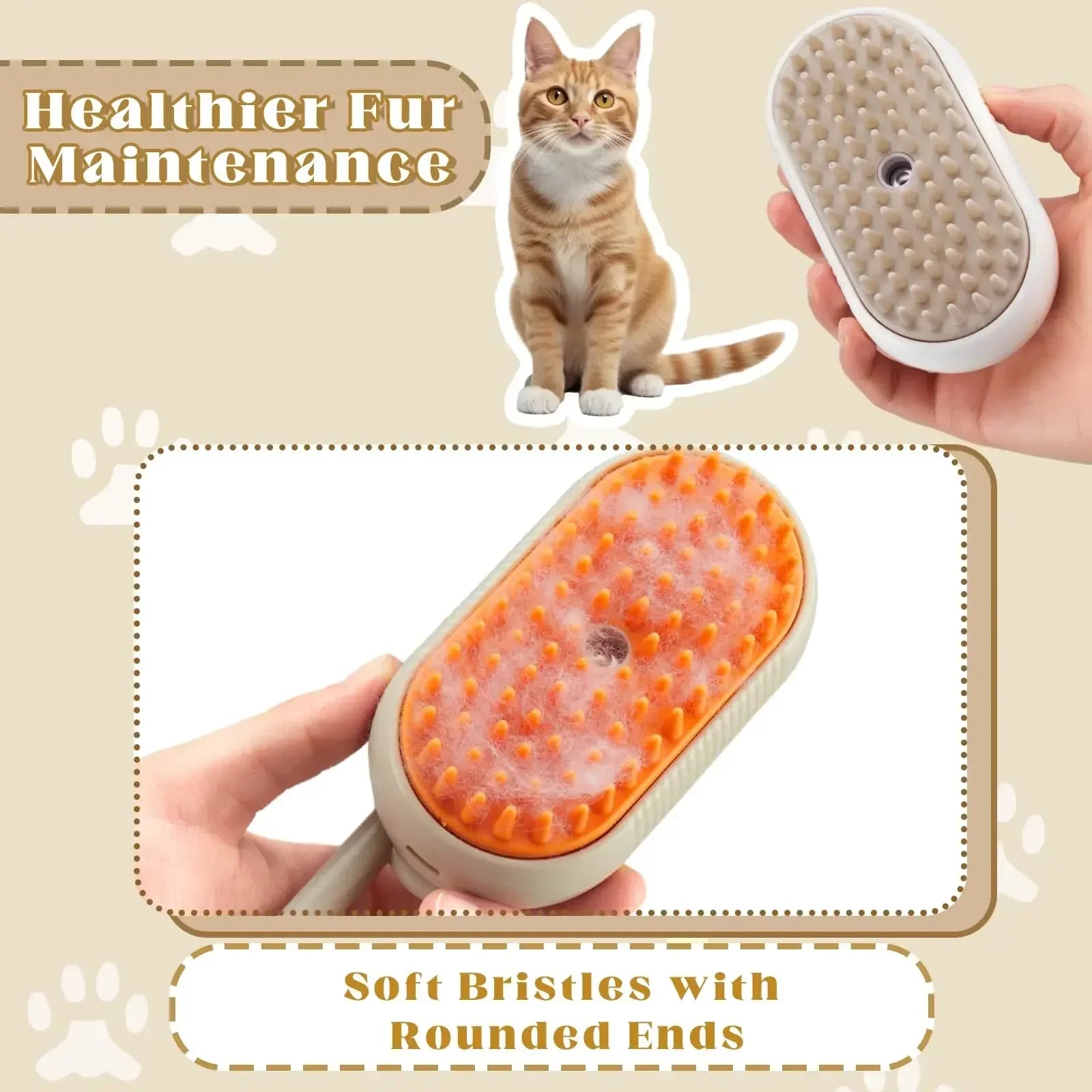 🐶🐱 Electric Pet Grooming Brush – 3-in-1